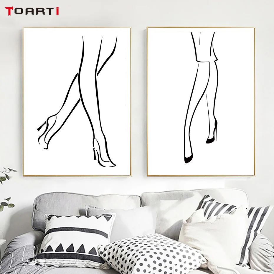 Female Legs Minimalist Line Drawing Wall Art Figure Paintings Nordic Posters&Prints Modular Pictures Living Room Home Decoration (2)