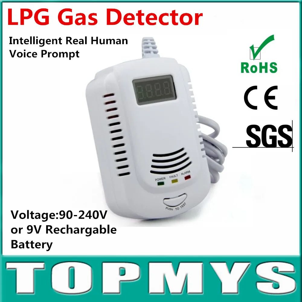 

2pcs/lot Gas Alarm Home security Safety Intelligent Real Human Voice Prompt LPG Gas Detector with LCD lpg gas alarm