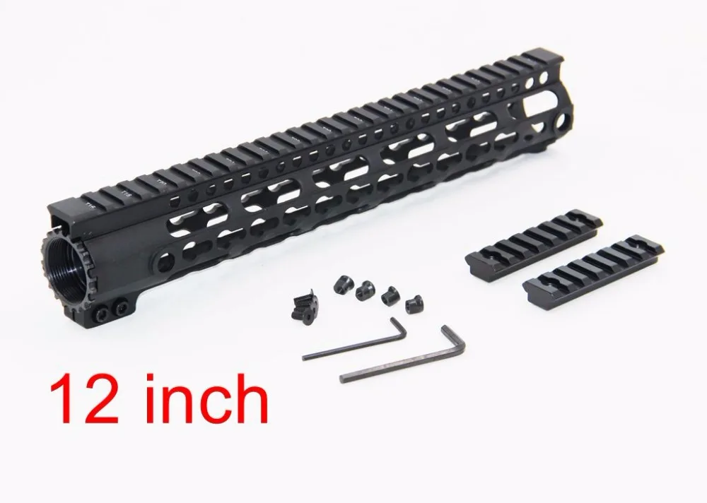 

12 inch BLK Tactical Paintball Airsoft One Rail Float Quad Rail Handguard Picatinny for AEG M16 M4 AR-15 Hunting Accessories