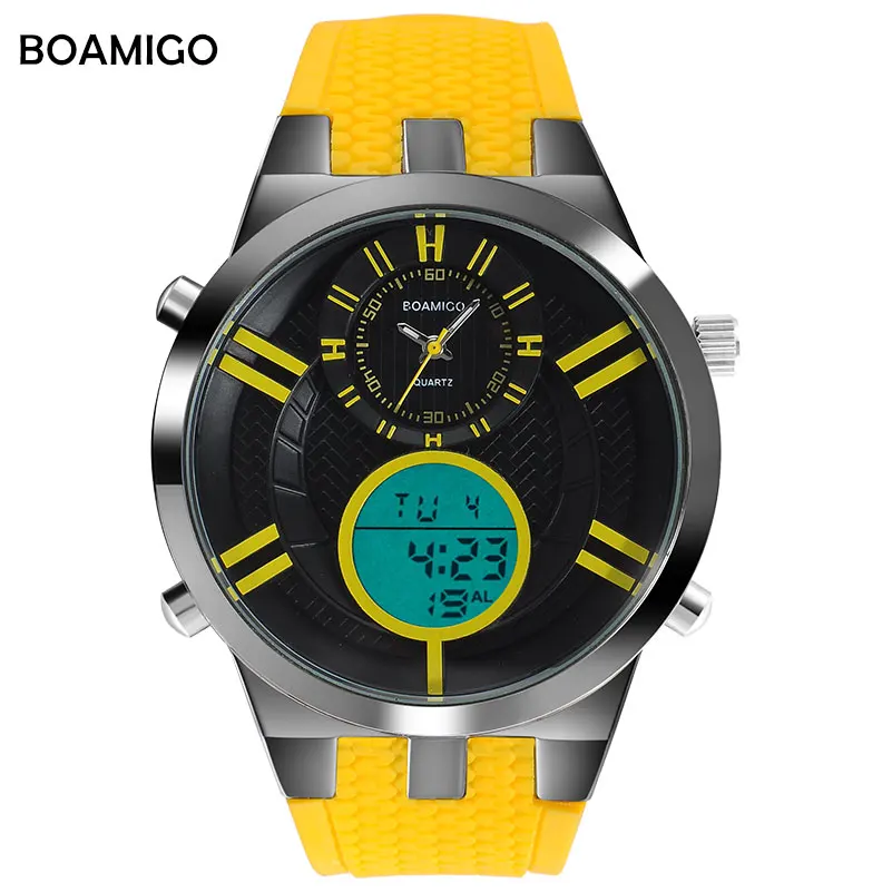

Men Sports Watches LED Digital Watches BOAMIGO Brand Military Quartz Watches Rubber Strap Waterproof Wristwatches reloj hombre