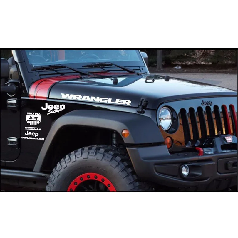  2pcs Sport Engine Hood Fender Side Letter character Sticker Decal Vinyl for Jeep Wrangler Unlimited