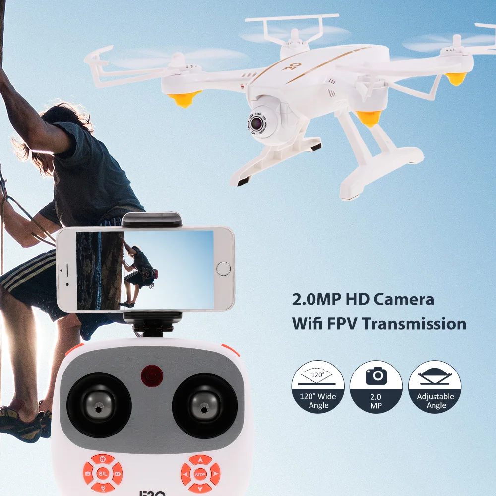 

Goolsky F20W 2.0MP Wide-angle RC Drone with Camera Wifi FPV Altitude Hold One Key Return G-sensor RC Quadcopter RTF