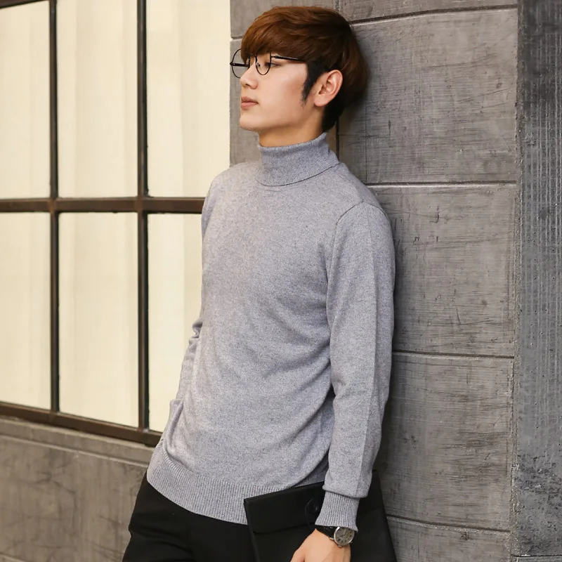 2019 New Autumn And Winter Thickening 100% Cashmere Sweater Men's High Collar Pullover Long Sleeve Solid Color Wool