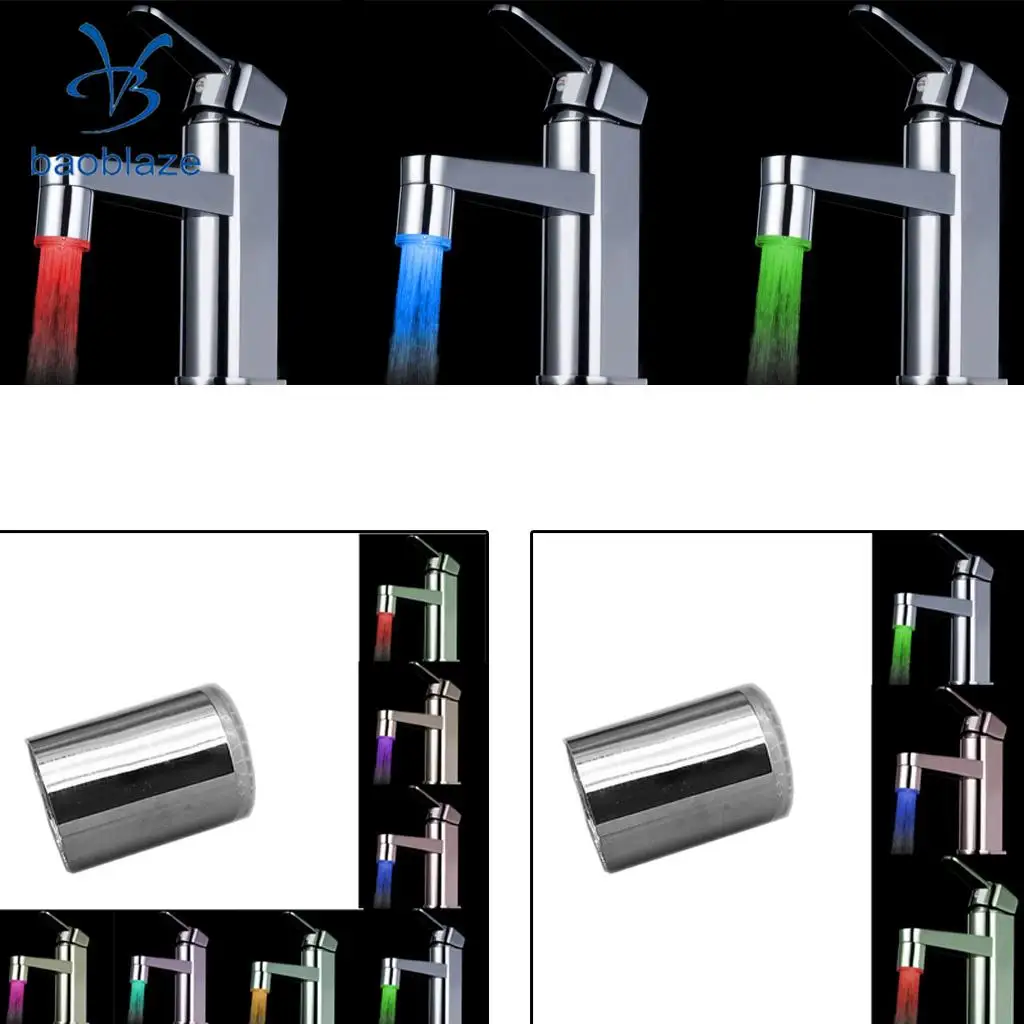 LED Water Faucet Stream Light Changing Glow Stream Tap Bathroom Kitchen