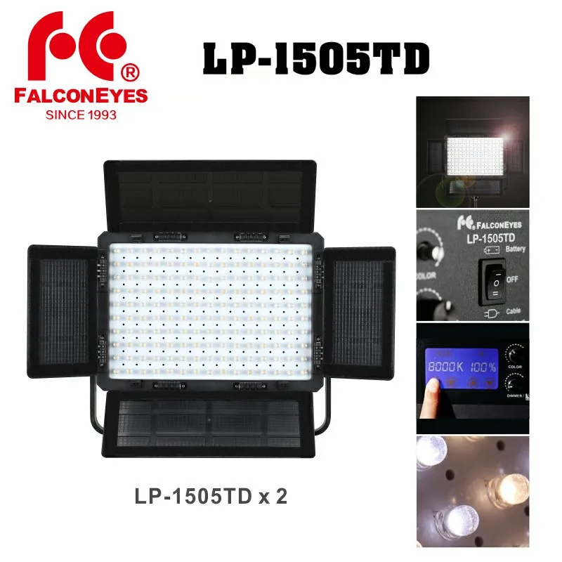 Falcon Eyes 2x Lp1505td 72w Dimmable Led Panel Photo Video Light Panel
