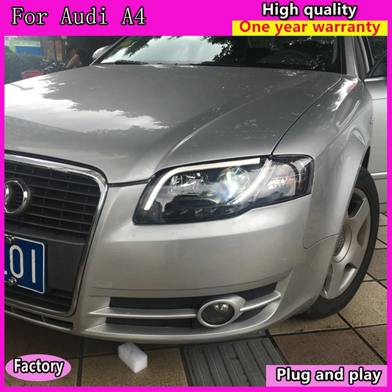 Автомобильный Стайлинг для Audi A4 B7 фары 2005-2008 A4 B7 светодиодный фары DRL Объектив Двойной Луч H7 спрятал bi Xenon объектива