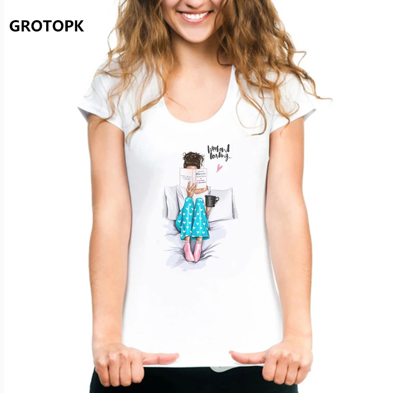 Weekend Loading T Shirt Women's Cotton T-shirts Korean Clothes New Arrival 2019 Funny T Shirts Women Top Tee Shirt Camisas Mujer