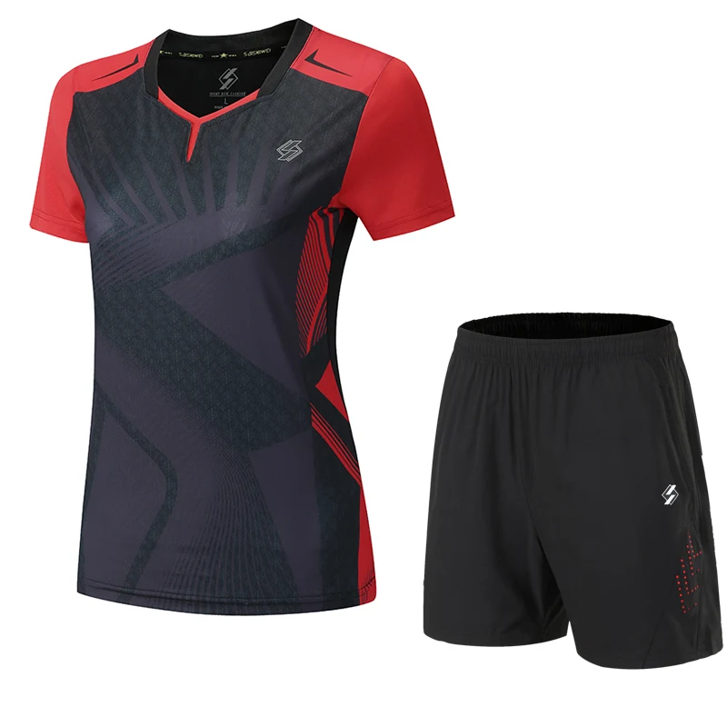 Быстросохнущий комплект для бадминтона для мужчин/женщин, одежда для бадминтона, Спортивная теннисная одежда, настольные теннисные наборы, спортивные наборы 3899 - Цвет: Woman 1 set