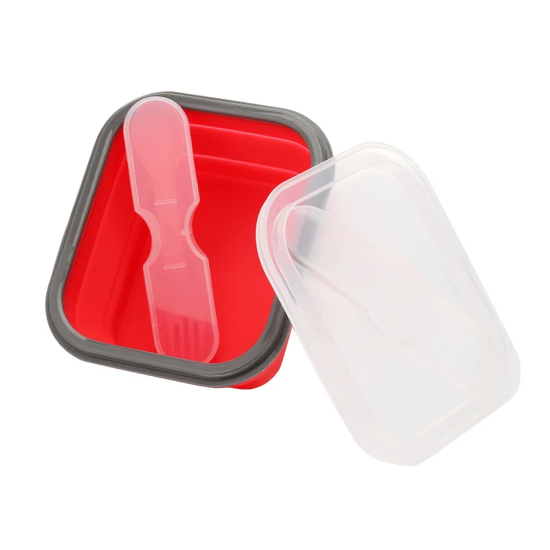 

600ml Silicone Collapsible Set Portable Bento Boxes Bowl Folding Picnic Storage Container Lunchbox With Utensils