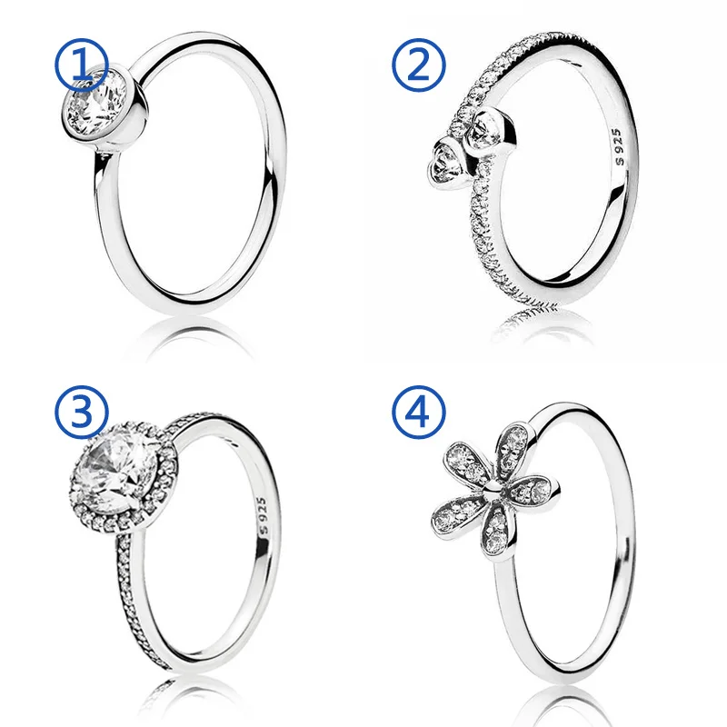 

30% 925 Silver Rings Forever Hearts Dazzling Daisy With Crystal For Women Wedding Party Gift Fine Europe Jewelry