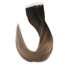 Блестящие волосы для наращивания на ленте, человеческие волосы для наращивания, 40 шт., 100 г, машинка Remy Balayage, цвет#2, выцветающие до#6 и#18, пепельный блонд для наращивания