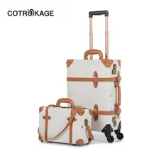 COTRUNKAGE 2" чемодан TSA замок винтажный чемодан Rolling Trunk 2 комплект для багажа для женщин с 13" косметический Чехол