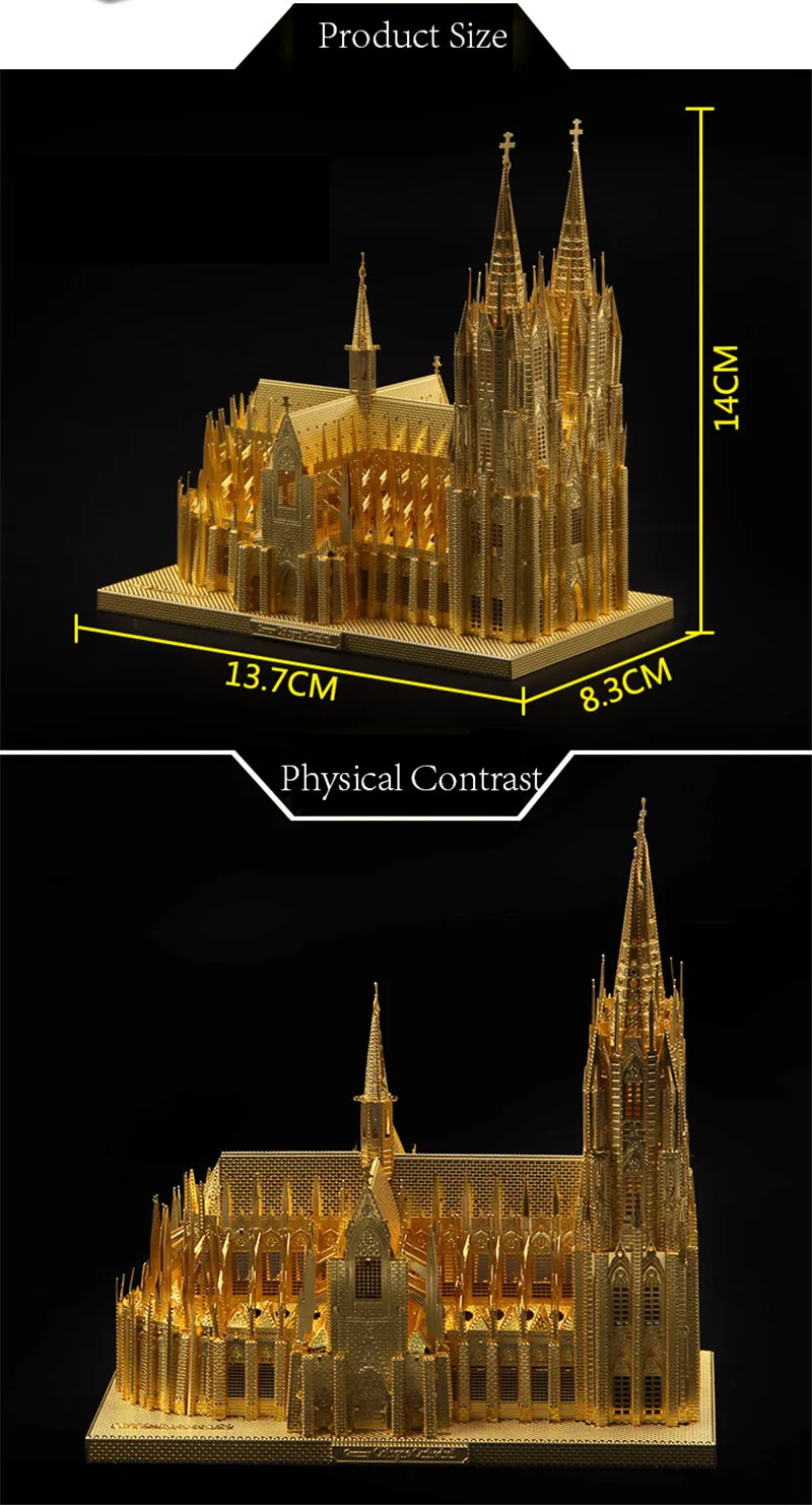 MICROWORLD Кёльнский кафедральный 3D металлический пазл 5 частей Металл золото серебро взрослый ребенок образование коллекция игрушек