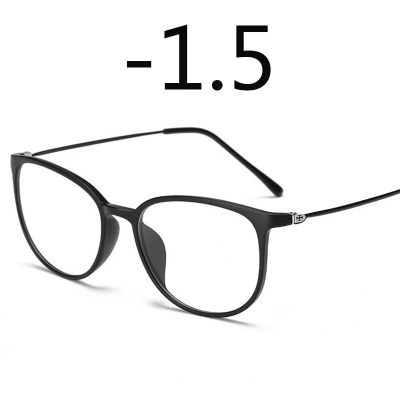 Ультралегкие очки для близорукости TR90, женские, мужские, сексуальные, Овальные, студенческие, близорукие очки, диоптрия-0,5-1,0-1,5-2,0-6,0 - Цвет оправы: matte balck -1.5