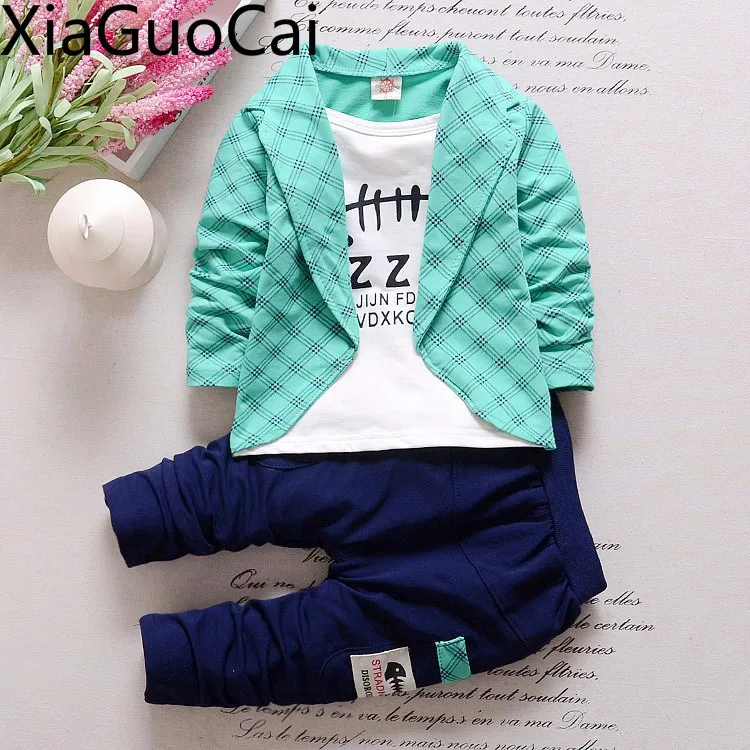 Three Pieces Newest Boys Suits 2019 Spring and Autumn Casual Children's Sets 1-5 Years Old Cartoon Children Pants |