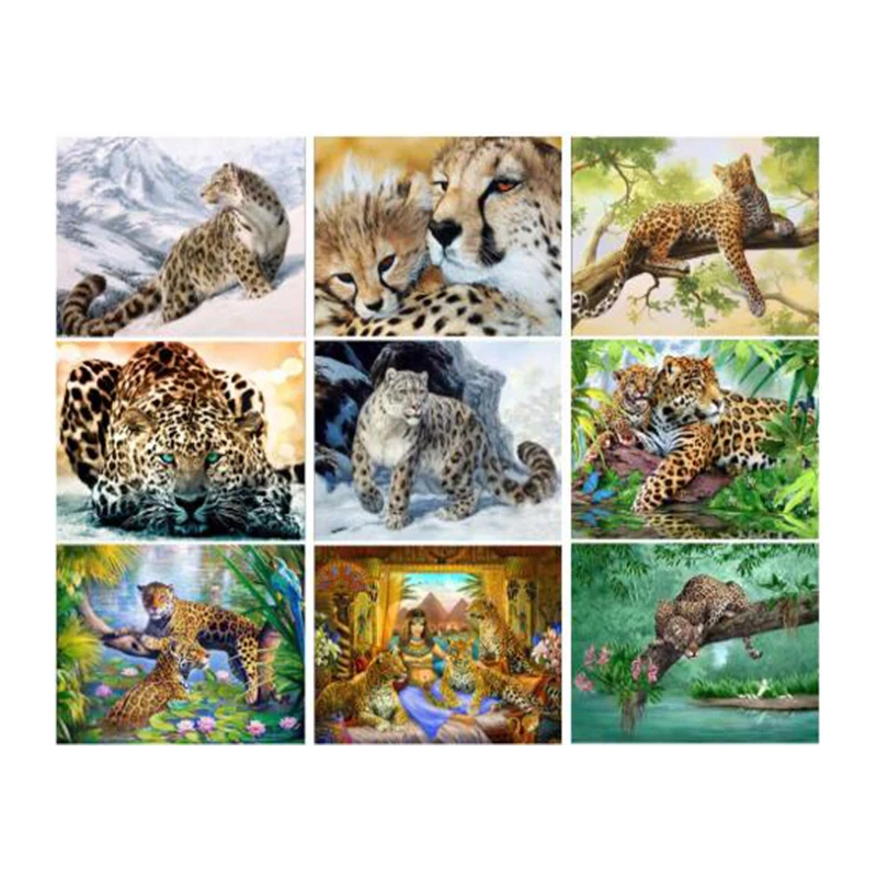 DIY 5D Diamond Painting Leopard Diamond Embroidery Cheetah Beast A Picture Of Rhinestones Mosaic Drawings Jungle Animals Picture
