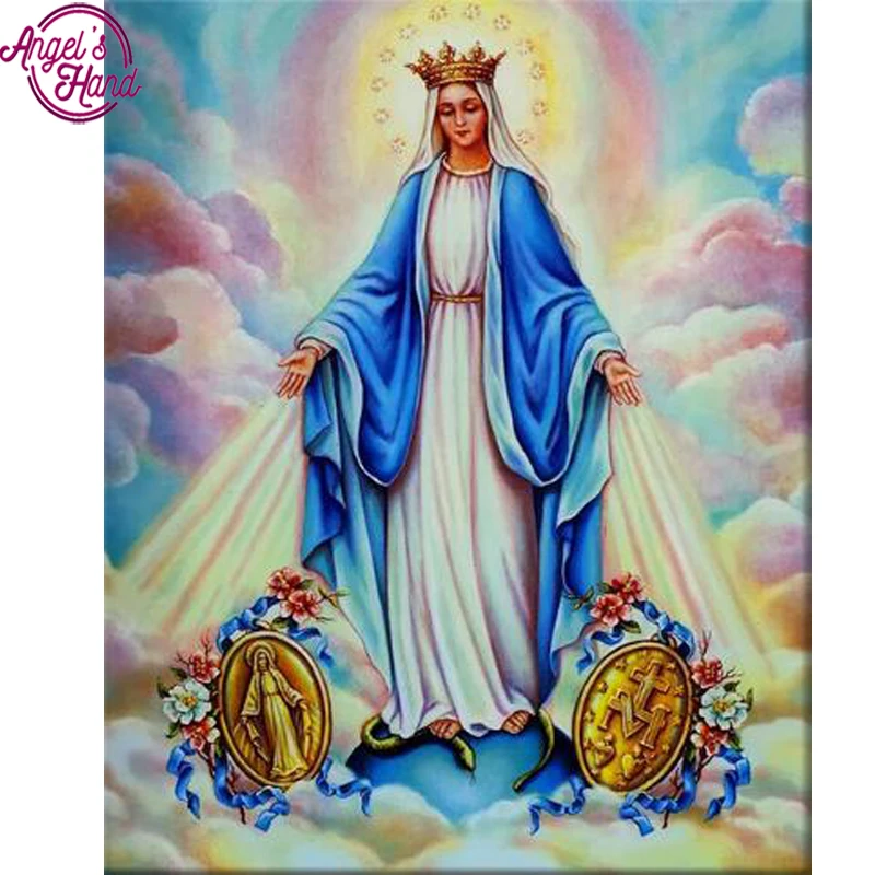 

Diamond Embroidery Icons Religious Our Lady Diamond Mosaic Full Rhinestones Text Pictures with Crystals