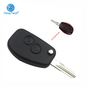

OkeyTech 2 Button Flip Folding Modified Remote Key Shell VAC102 Uncut Blade Cover Case Fob for Renault Dacia Modus Logan Clio
