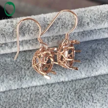 CaiMao 10 мм круглый разрез 14K розовое золото обручение Серьги Установка