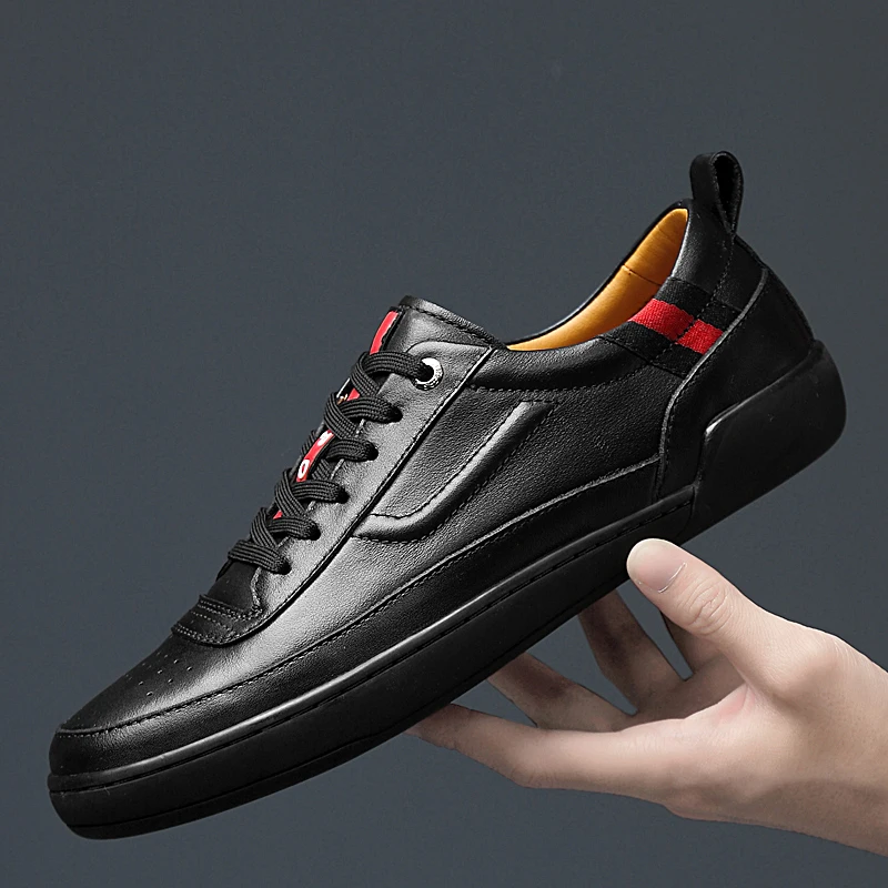 

Split Leather Shoes Men Spring Autumn Mens Shoes Casual Luxury Black Flats Casual Shoes Men Leather Fashion Men Sneaker shoe