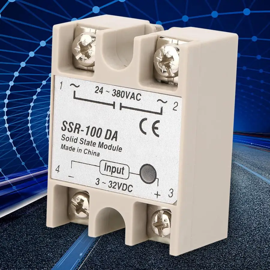 

Solid State Relay SSR-100DA Relay 3-32VDC Input 24-380VAC Relay Rated Voltage 100A Current