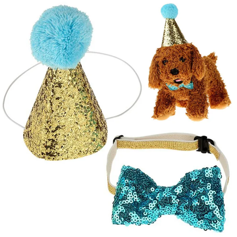 Cute-Pet-Cat-Dog-Birthday-Caps-Bowknot-Party-Costume-Wonderful-Gift-Dog-Cake-With-Dog
