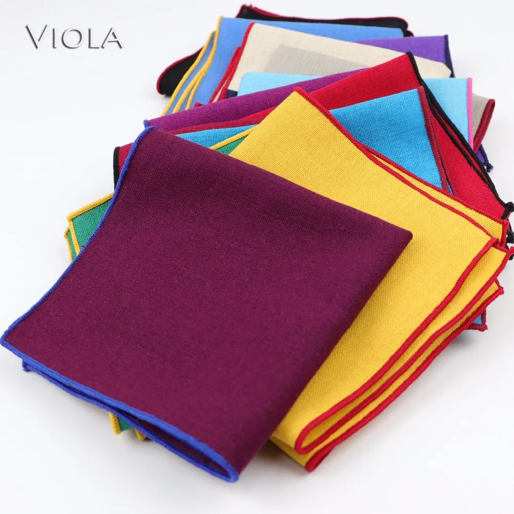 

Solid Linen Double Side Hankie Colorful Soft Fabric Handkerchief Men Pocket Square Stylish Gift Party Dinner Accessories