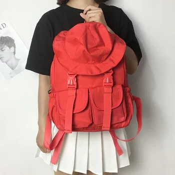 

CHIC shoulder bag female 2018 new home school bag nylon personality fisherman's hat travel backpack canvas SS - 060