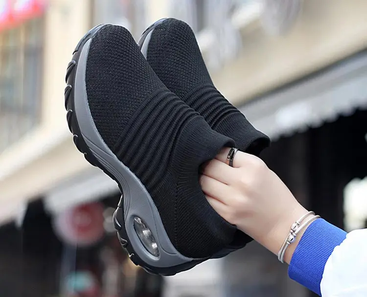 Fashion round toe wedges breathable mesh shoes woman new mixed color comfortable sports mother sneakers women summer shoes