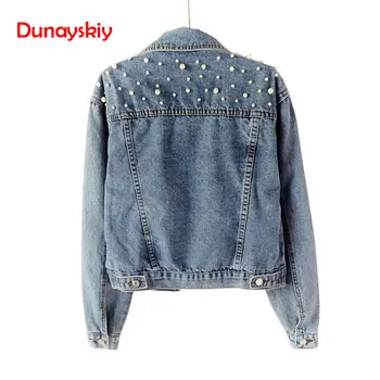 

Beaded Jackets Pearl Loose Thin Spring And Autumn Short Jacket New Women Casual Long Sleeve Turn-down Collar Beading Outerwear