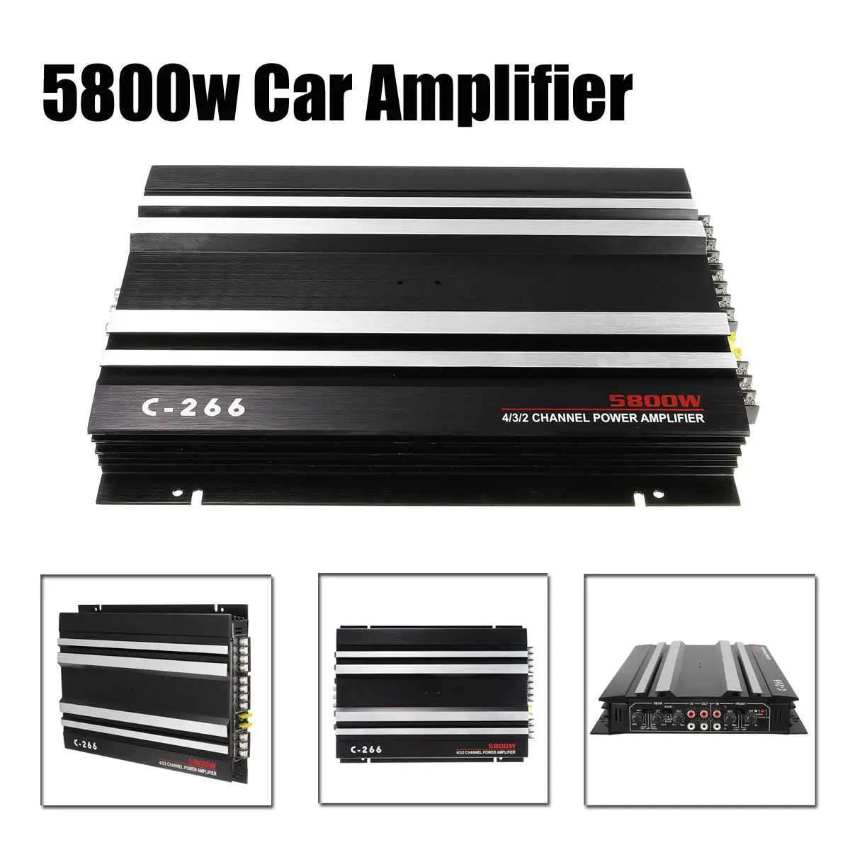 

5800W 4 Channel Car Amplifier C-266 12V Aluminum Stereo Audio Amplifier 360 Dgree Sound for Home Car Auto Stereo Boat Motorcycle