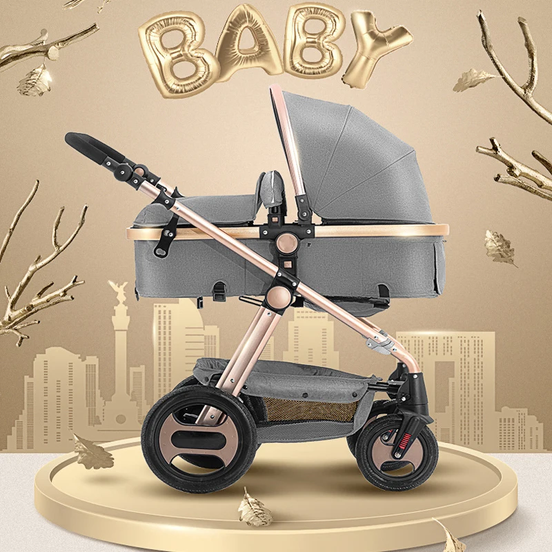 

Baby stroller high landscape stroller four wheel cart light folding can sit reclining newborn cart free shipping