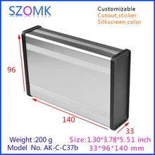 Szomk новое прибытие алюминиевый корпус усилителя (1 шт.) 33*96*140 мм из экструдированного алюминиевого проекта box, темно-серый алюминиевый корпус