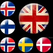 Великобритания, Финляндия, магнит для холодильника с флагом, 1 шт., стеклянный кабошон, исландский, шведский, норвежский, датский, Национальный, на холодильник, магниты, стикер, декор