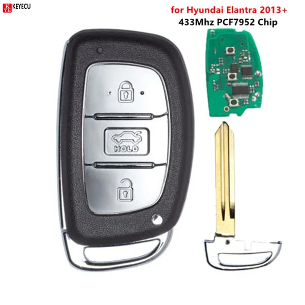 Keyecu New Replacement Smart Remote Car Key Fob 3 Button 433Mhz PCF7952 Chip for Hyundai Elantra 2013+ | Автомобили и мотоциклы