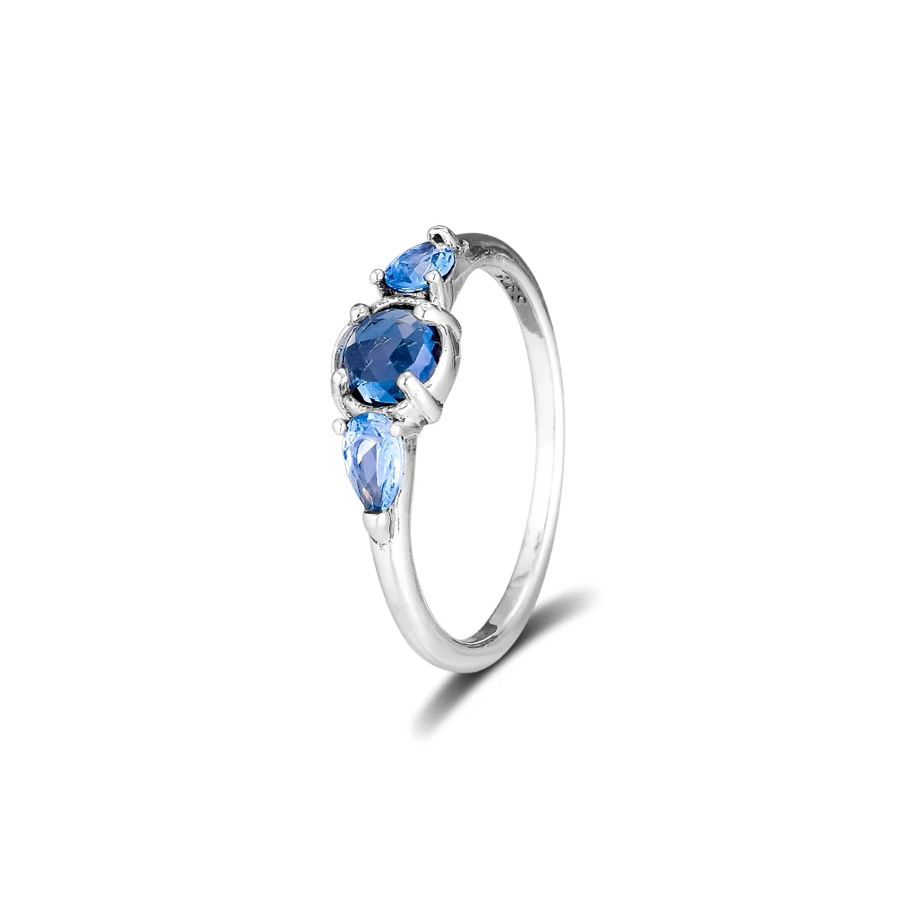 

Authentic 925 Sterling Silver Rings for Women Blue Crystal Patterns of Frost Wedding Ring Sterling-Silver-Jewelry