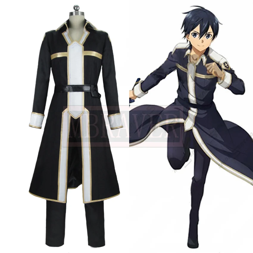 Sword Art Online SAO Kirigaya Kazuto костюм Кирито для косплея вечерние Рождество Хэллоуин на