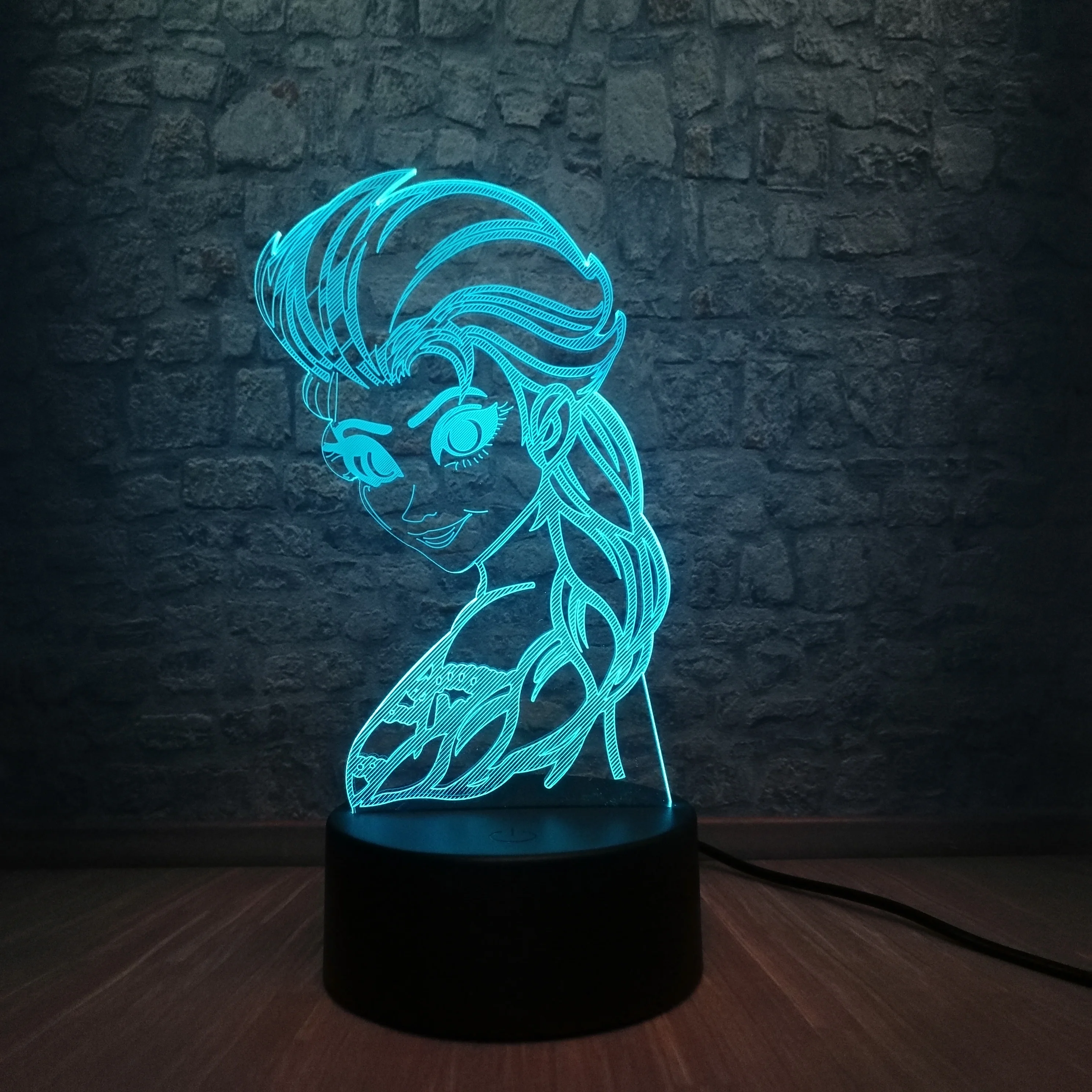 Рождественский хит мультяшный рисунок 3D USB LED RGB лампа королева Эльза 7 цветов