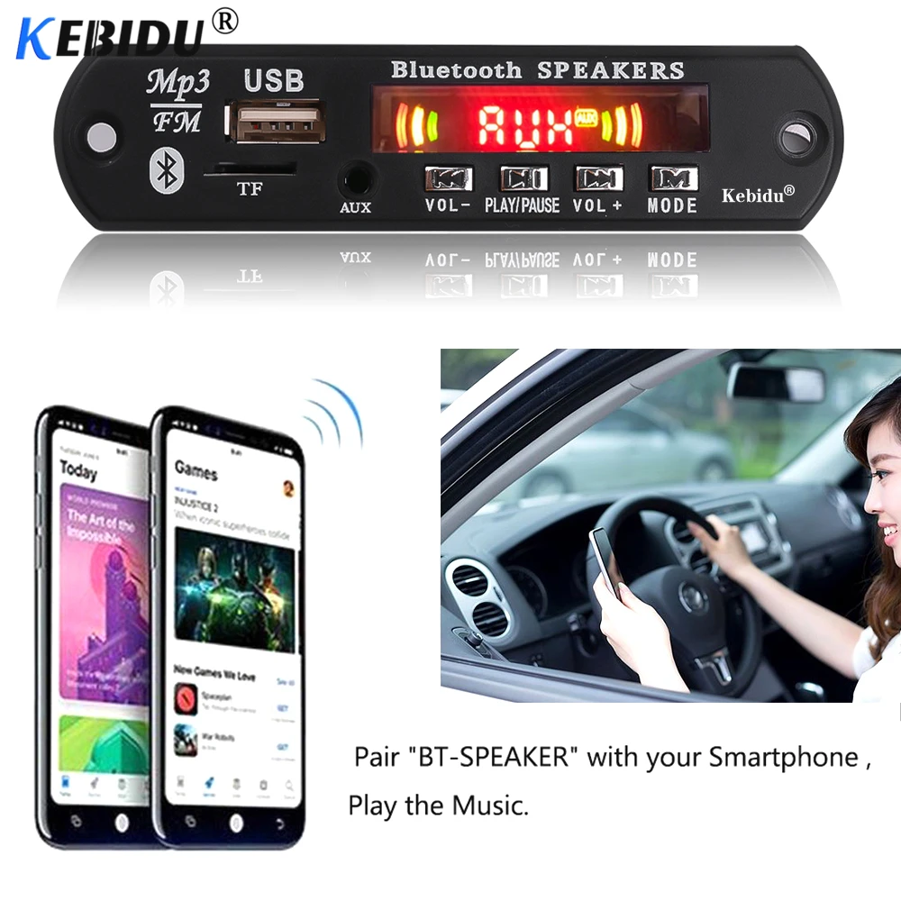 Mp3 плеер KEBIDU автомобильный с поддержкой USB Bluetooth 5 0 функцией громкой