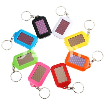 

100pcs/lot High Quality Mini Portable Solar Power Rechargeable 3 LED Flashlight Keychain Light Torch Ring Holder