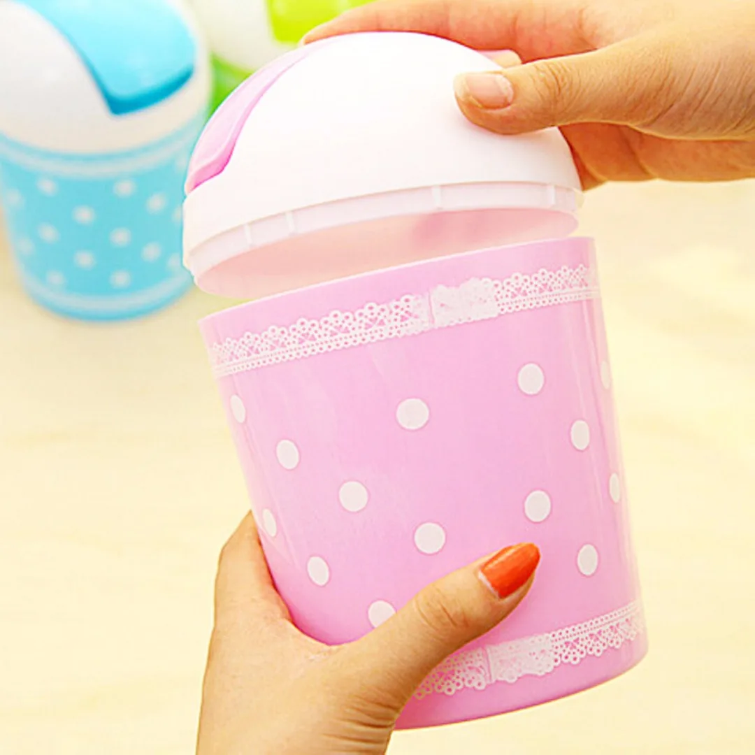 1pc PP Mini Plastic Car Table Dustbin Trash Can Waste Container Rubbish Bin Box Basket
