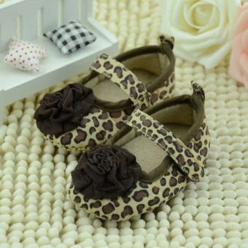 

2015 Baby Girl Party Shoes Flower Infant Girls Shoes Soft SoleToddler Crib Shoes Cotton Kids Footwear Prewalker leopard print