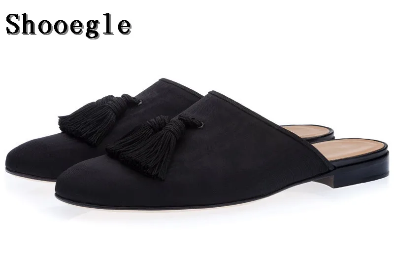 SHOOEGLE новые Для мужчин с бахромой Slip-On Туфли без каблуков тапочки Роскошные ручной работы Лоферы Мода для Шлёпанцы обувь Бесплатная доставка