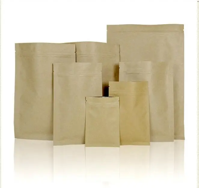 100 шт крафт-бумага фольга Ziplock пакет коричневая бумага алюминиевая фольга молния упаковка подарки чай Хранение продуктов кофе упаковочная сумка герметичный