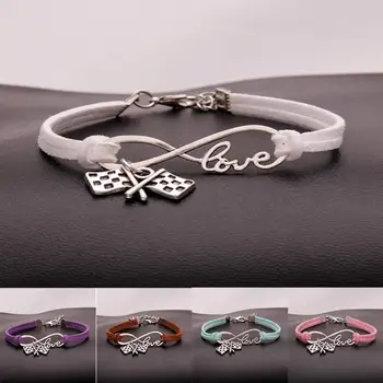 

10pcs/lot Infinity Love 8 Flag/checkered flag Charm Pendant Women/Men Simple Bracelets/Bangles Jewelry Gift N12