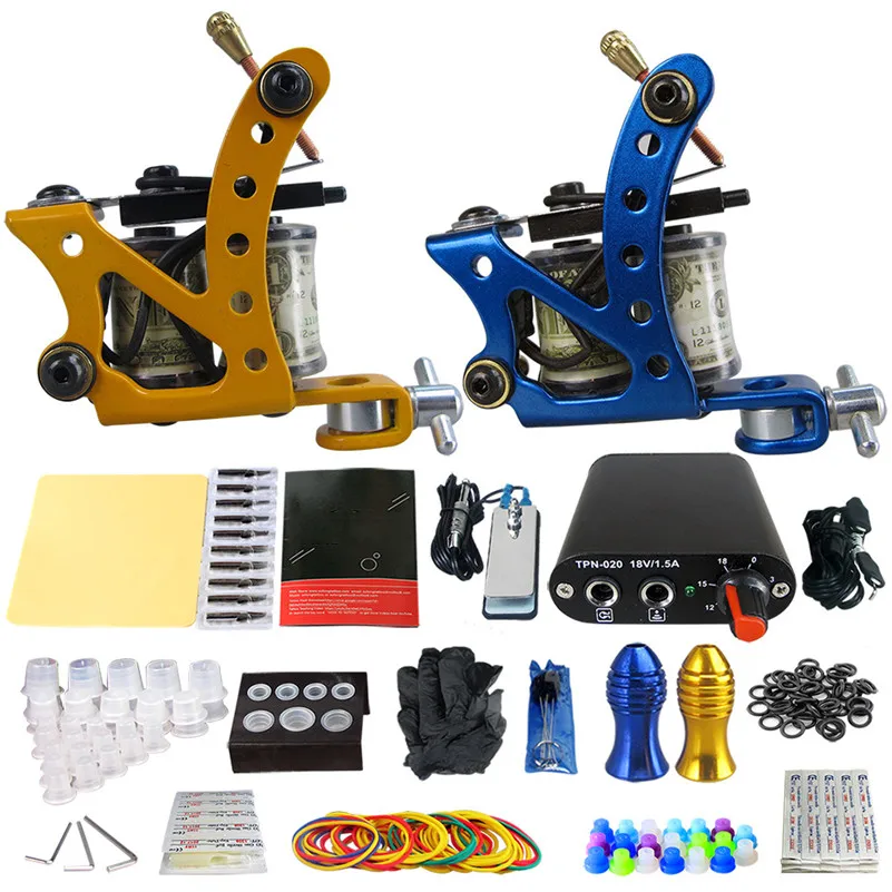 2шт катушки тату-машина Лейнер орудия шейдер блок питания, иглы Советы для начала татуировки художника