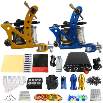 

2pcs Coil Tattoo Machine Tattoo Guns Liner Shader Power Supply Needles Tips For Start Tattoo Artist