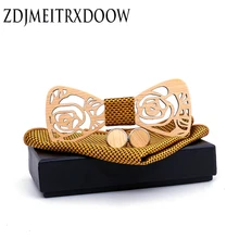 Деревянная бабочка+ носовой платок+ запонки, наборы для мужского костюма, деревянный галстук-бабочка, Свадебная вечеринка, клен, хлопок, галстук