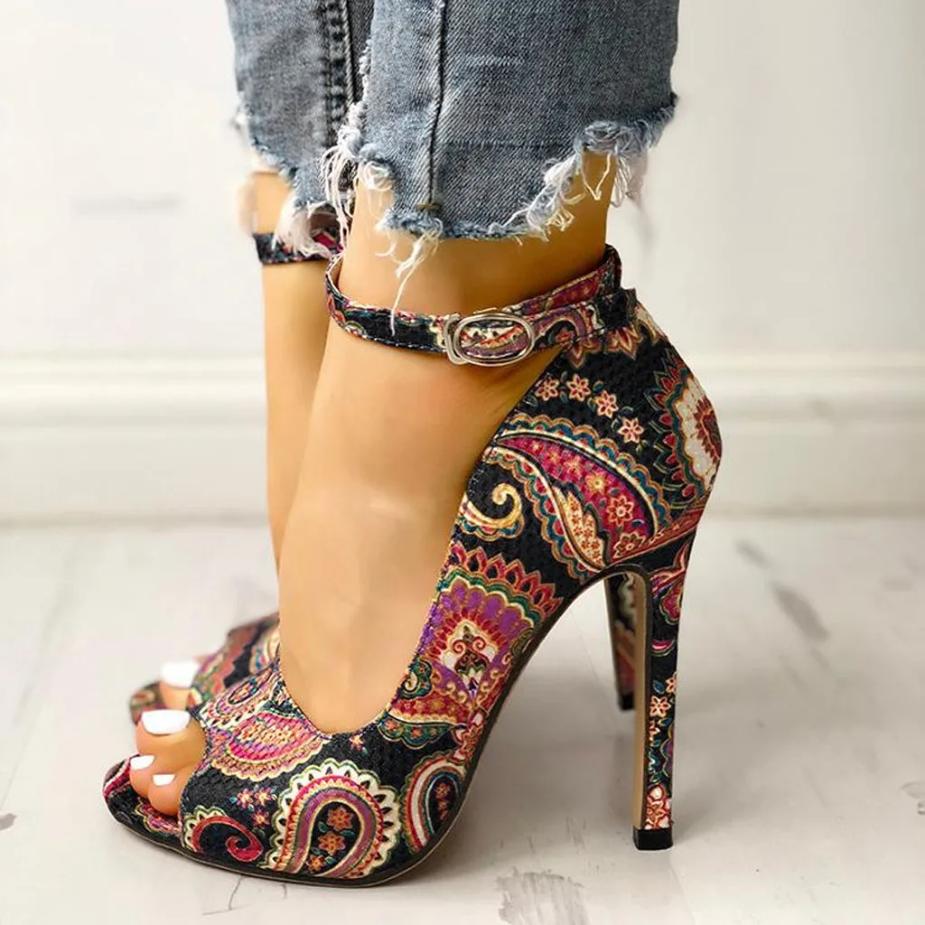 

Summer chaussure femme Shoes ladies Women Sexy Ankle Strap Retro Fish Mouth Casual Shoes High Heel Sandals sapato feminino