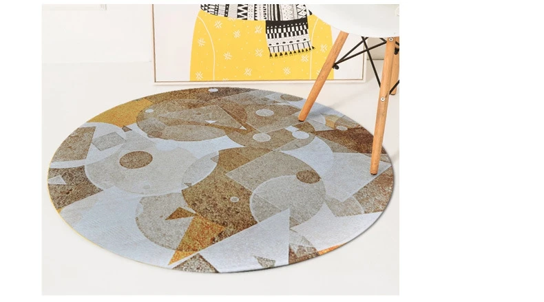 Европейские круглые ковры коричневый желтый серый Tapete винтажные геометрические Нескользящие Коврики для дома, спальни, коврики для ног
